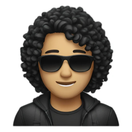 Guy with long curly black hair and sunglasses sticker