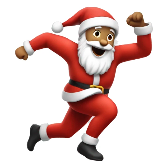 santa sprinting, with a large stride and arms outstretched sticker