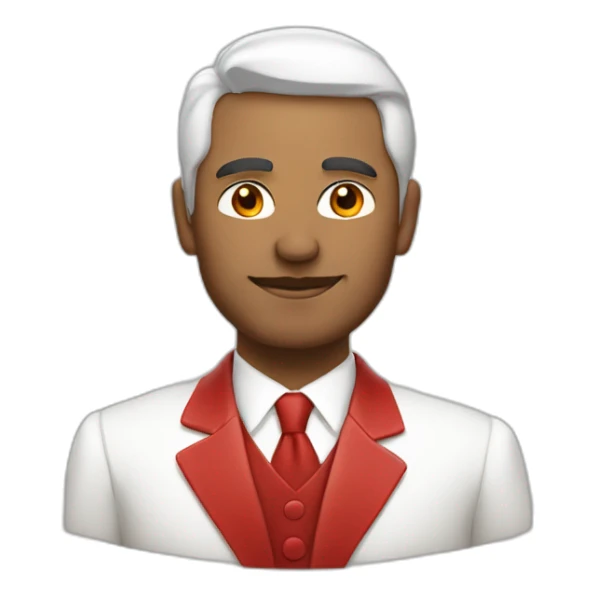 Generate an Indian man with white suite and red, no mustache sticker