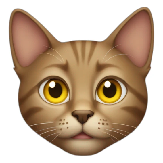 Brown cat, yellow eyes, doubting sticker