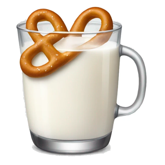A glass of milk with a pretzel sticker