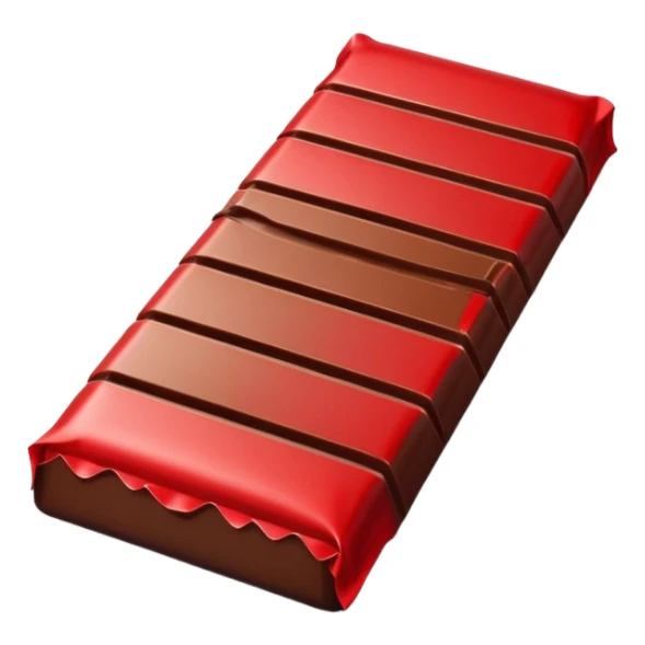 vertical chocolate bar half wrapped with red cover sticker