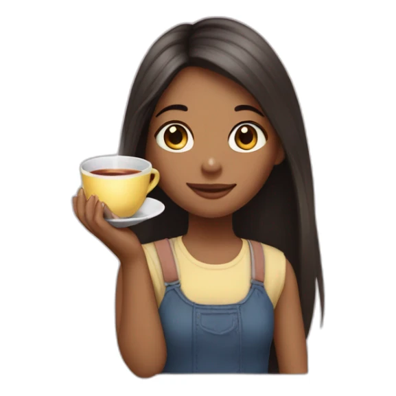 A girl with long haïr and a tea un The hand sticker