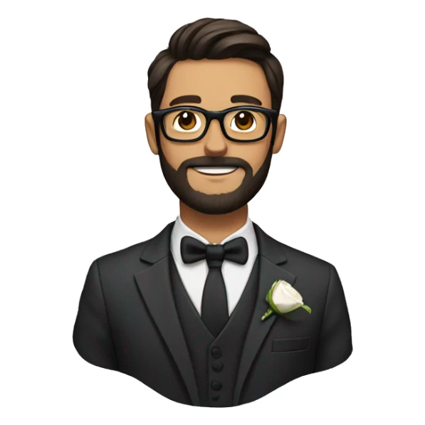 groom with glasses and dark brown hair and beard sticker