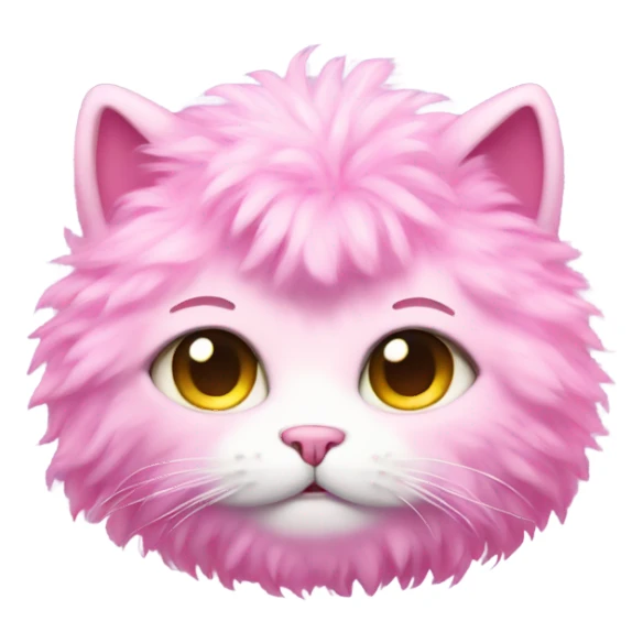 Pink full body fluffy cat with glitter sticker