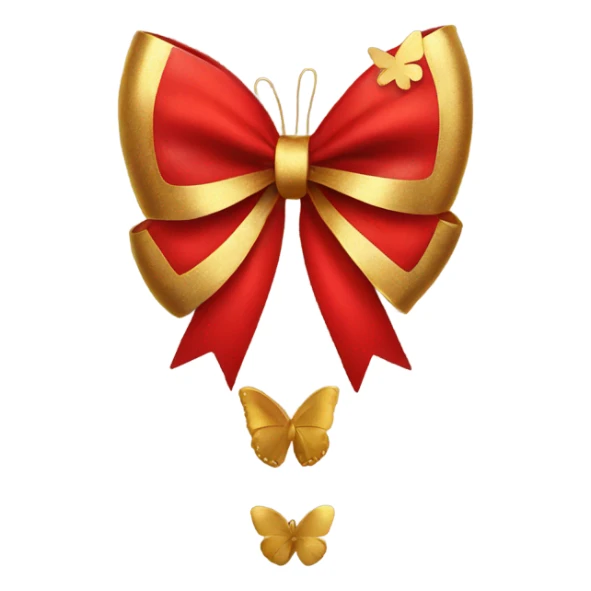 Red bow with gold butterfly  sticker