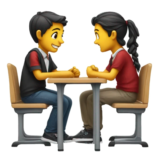 students at school desks. they are chatting sticker