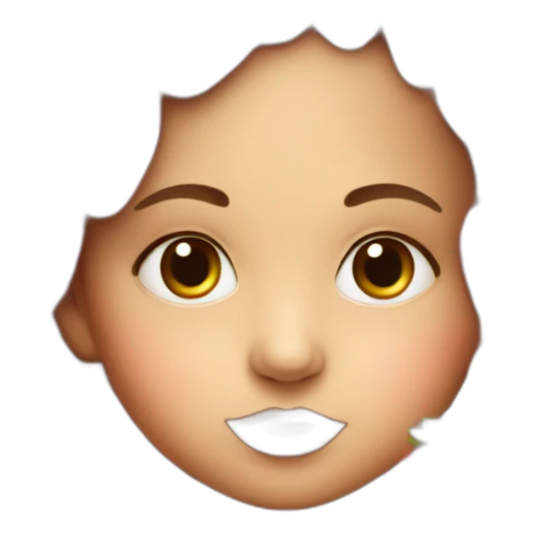 Female Baby face with brown eyes inside a strawberry sticker