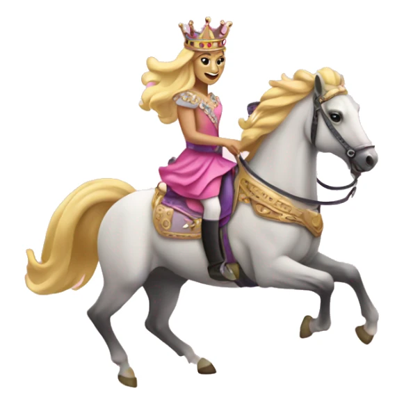 galloping horse with queen crown and pink shoes and harness and nails sticker