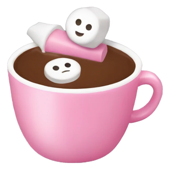 Hot chocolate with marshmallows in a little pink coffee cup sticker