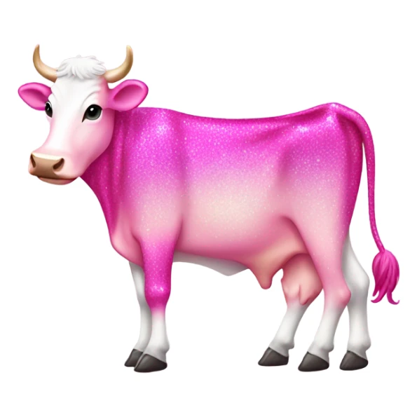 Pink ombre full body cow with glitter  sticker