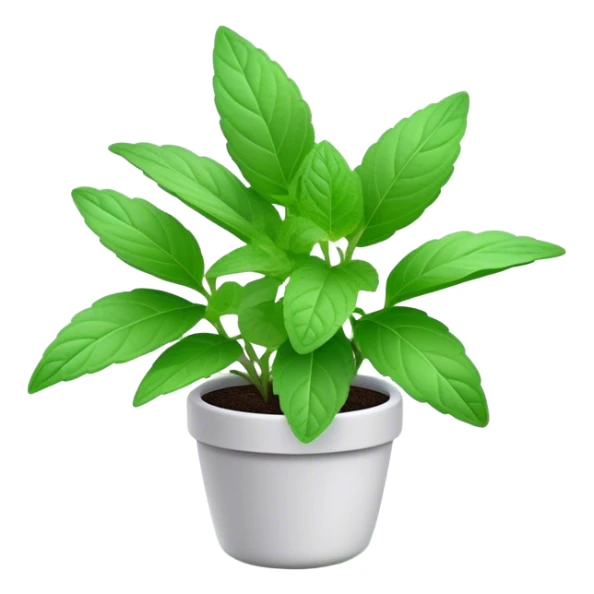 Cinematic Realistic Mint Emoji, Fresh and lively, with deep green leaves covered in tiny veins, emanating a cool, refreshing aroma. The plant’s soft, rounded edges sway gently in the breeze, inviting calm and relaxation. Soft glowing outline, capturing the essence of freshness and cooling fragrance in a fragrant mint plant! sticker