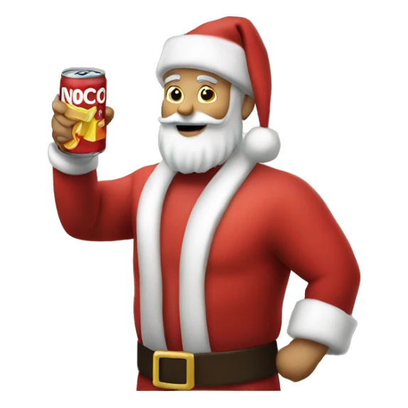 A santa holding a Nocco(the energy drink) sticker