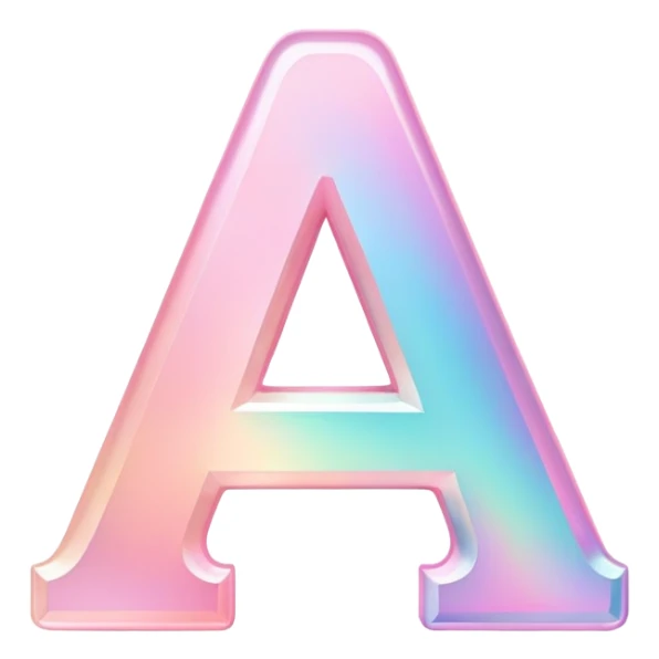 Iridescent pastel pink Font setting icon with letter A sticker