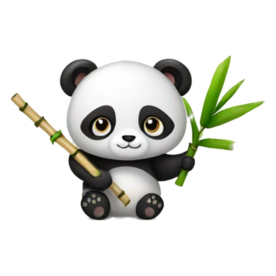 A PANDA WITH A BAMBOO STICK IN HIS HANDS IN A FALL THEME sticker