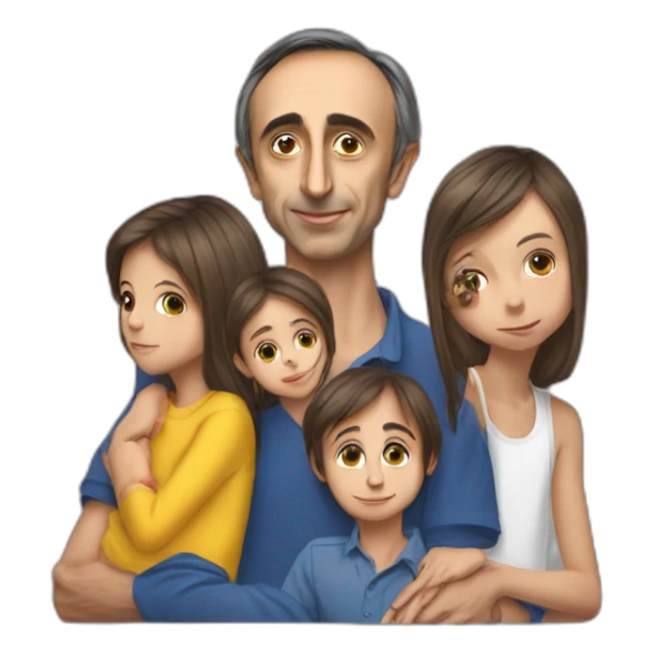 Éric Zemmour avec ses enfants des couleurs sticker