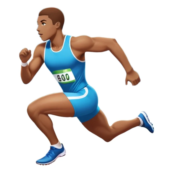 An icon featuring an athlete sprinting on a track, with powerful strides and determination. The background showcases a vibrant stadium with cheering fans, bright lights, and a clear sky. The athlete's motion is dynamic, emphasizing speed and competition. sticker