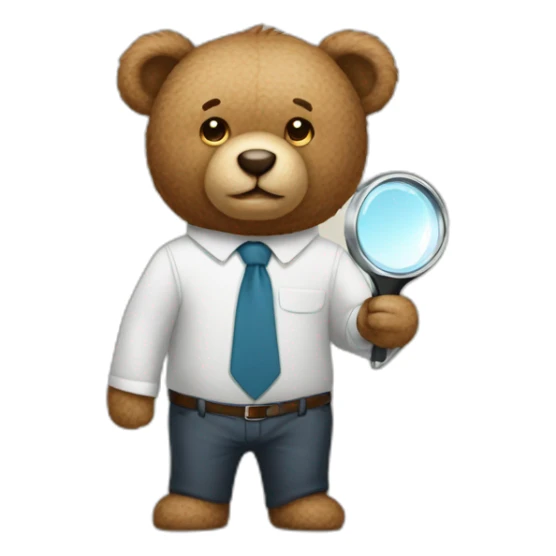 teddy bear with dress shirt holding a magnifying glass sticker