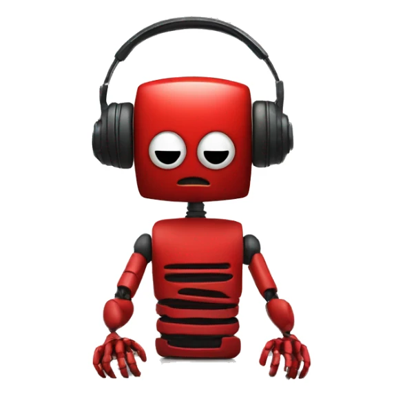 evil red robot listening to music on iPhone sticker