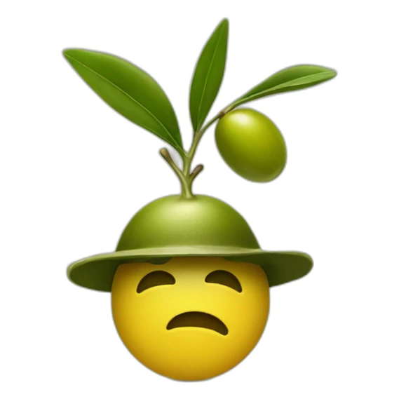an olive with an olive hat on head sticker