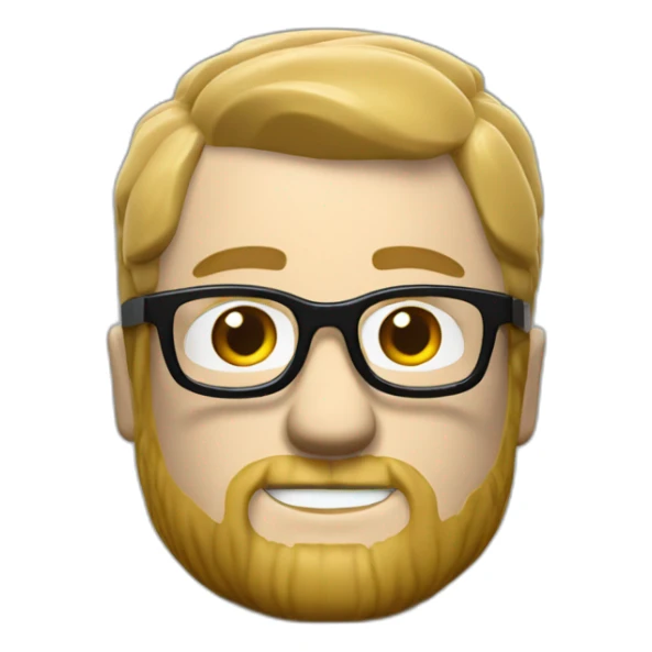 WHITE Lego MAN with shaved hair, beard and glasses sticker
