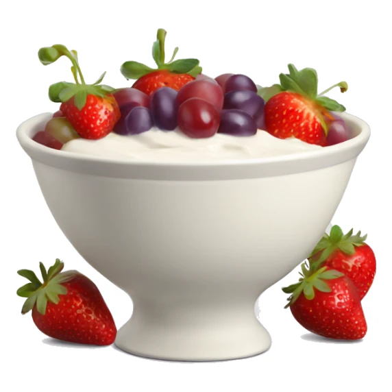 fruit yogurt bowl with strawberries and grapes and cream sticker
