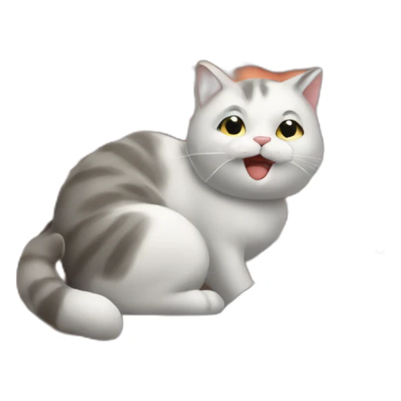 cat working fixing roof on the roof and talk with phone sticker