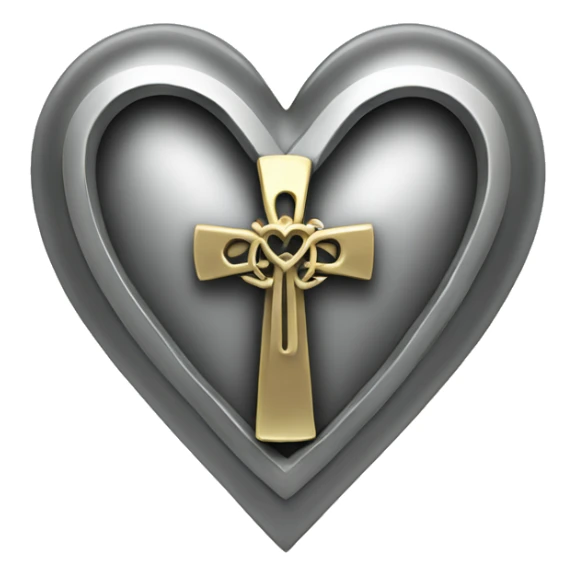 Silver heart shape with ankh in the center sticker