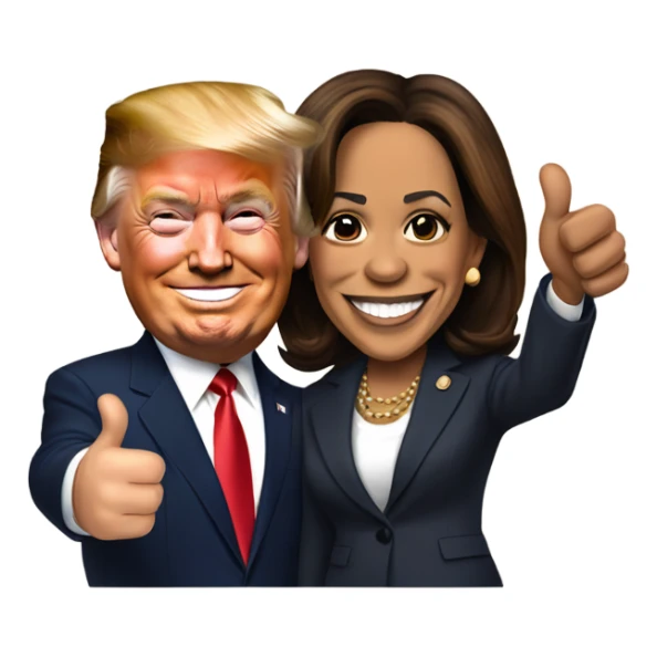 Kamala Harris and Donald Trump giving thumbs up sticker