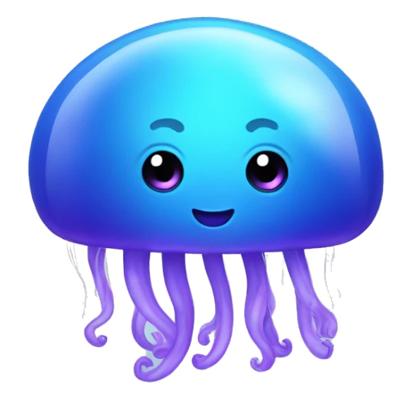 A cute blue and purple jellyfish with face sticker