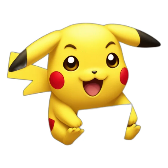Stressful pikachu in front of a laptop sticker