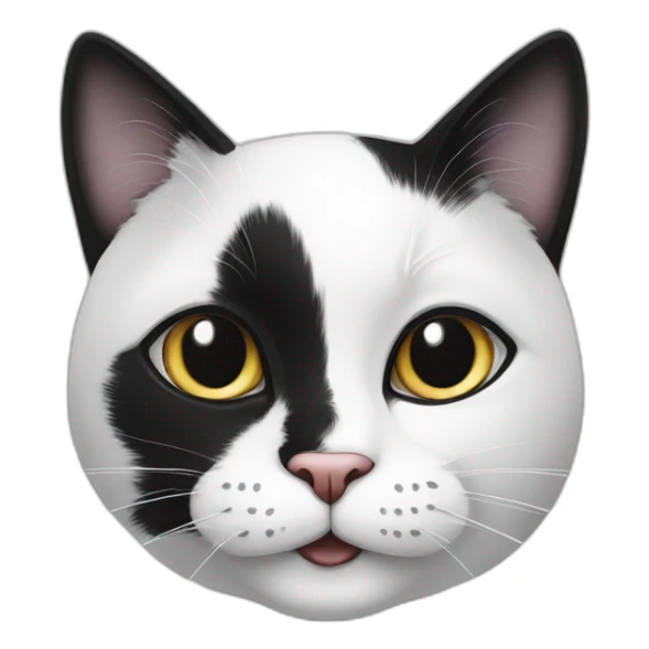 Black and white cat with white on one side of the mouth sticker