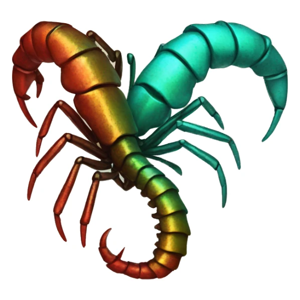 Black red gold green cyan rusty grunge scorpion with stinger large stinger tail sticker