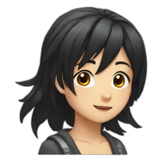 bouldering anime girl black hair sticker