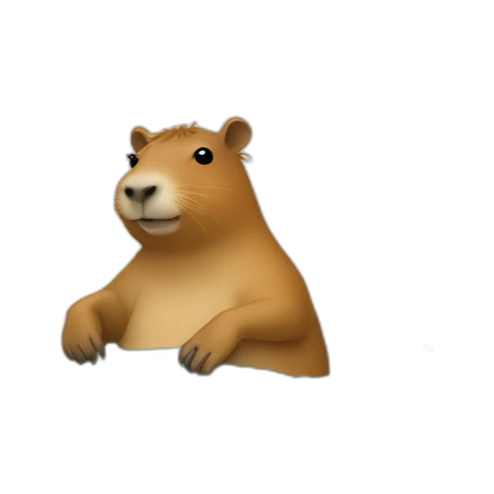 Capybara in a bathtub,holding a Macbook in his paws sticker