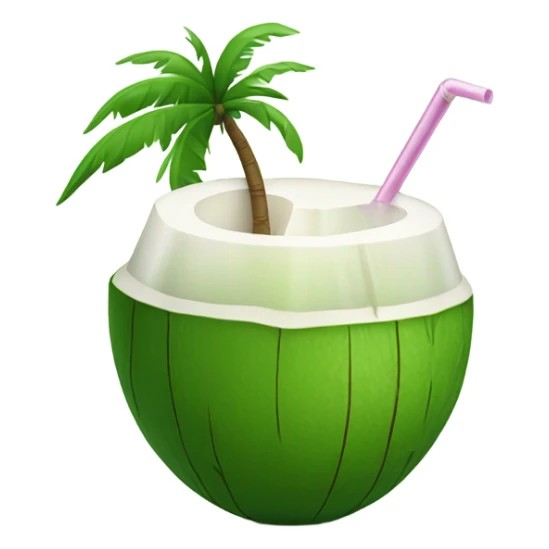   Whole green coconut drinkable with tube sticker