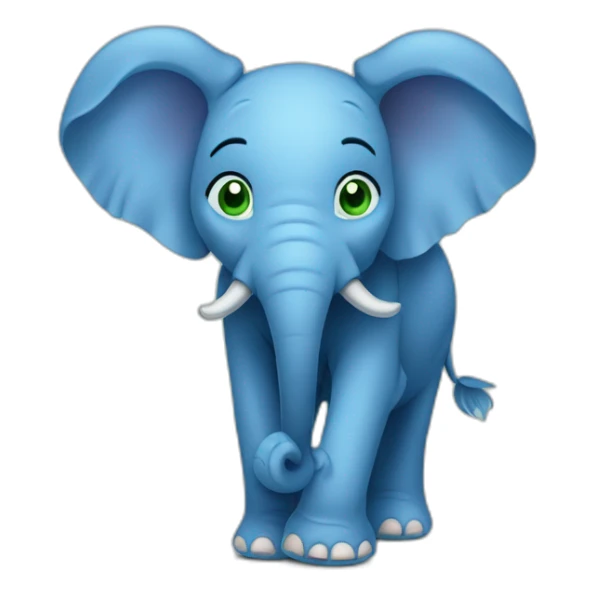 blue elephant with big ears and a long trunk and big green eyes sticker