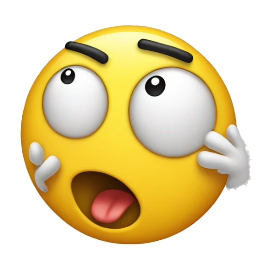 surprised yellow-faced emoji with mouth open and hands on head sticker