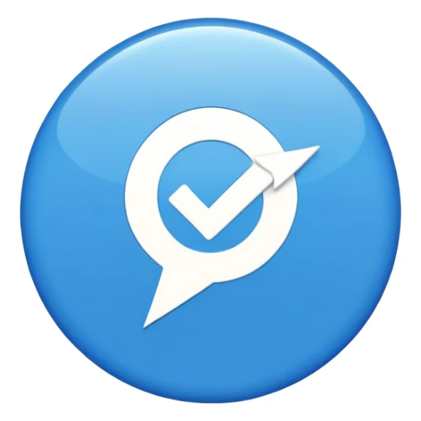Blue circle with white check mark in the center sticker