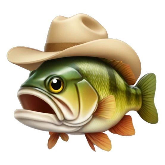 Bass fish wearing a cowboy hat sticker