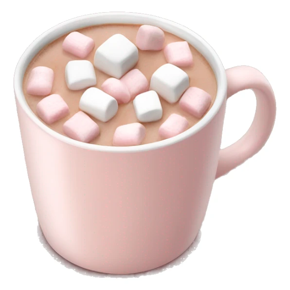 Light Pink mug of hot chocolate with marshmallows  sticker