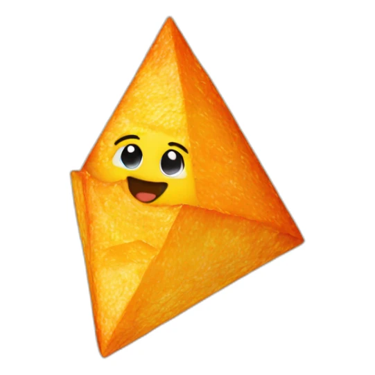 A baby that looks like a Doritos with a sun sticker