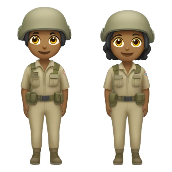 operator dressed in khaki color with a milatary helmet, without glasses, without headset, preferably female white sticker