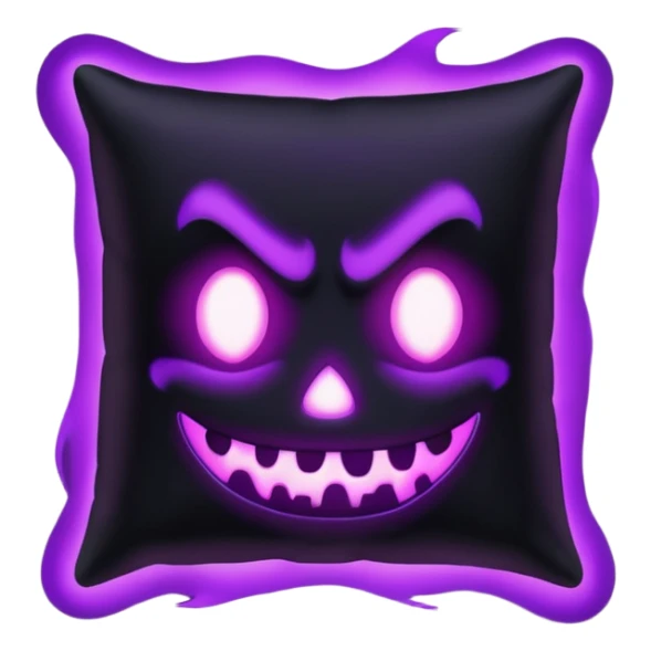 a black  pillow with dark aura coming out of it with a scary face  sticker