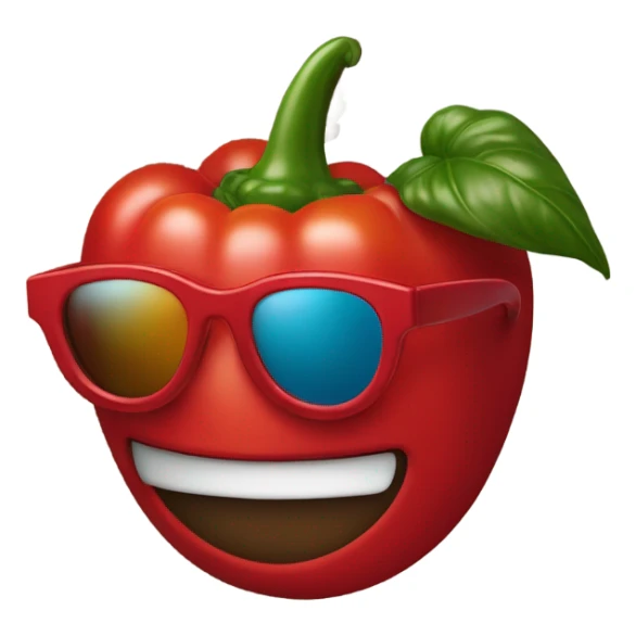 Red pepper with Mantel and sunglasses and necklace sticker