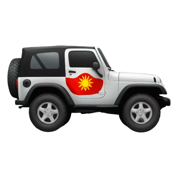 a jeep with the flag of Kyrgyzstan sticker