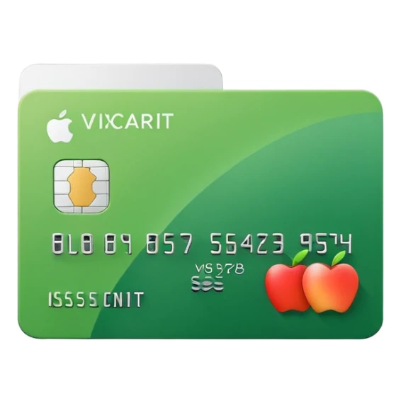Apple style emoji of a minimalistic credit card in white-gray gradient, flat and clean design, no extra details, next to it a green square box with a bold white check mark inside, minimalistic Apple style sticker