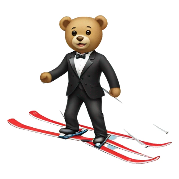 Teddy bear on skis in a tuxedo sticker