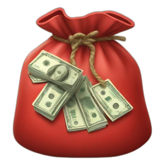 a red bag of money sticker