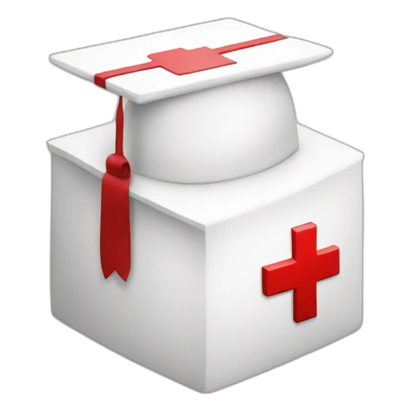 White Student cap with red medical cross  sticker